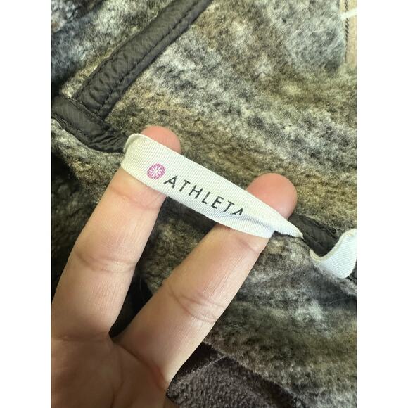 Athleta Dress Nordic Fair Isle Fitted Hoodie Sweatshirt Brown - Picture 9 of 10